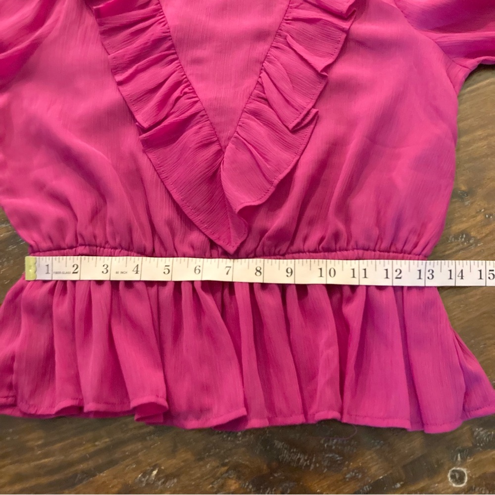 Fuchsia Pink Ruffle Top Blouse Size S - M Small Medium - Picture 9 of 11